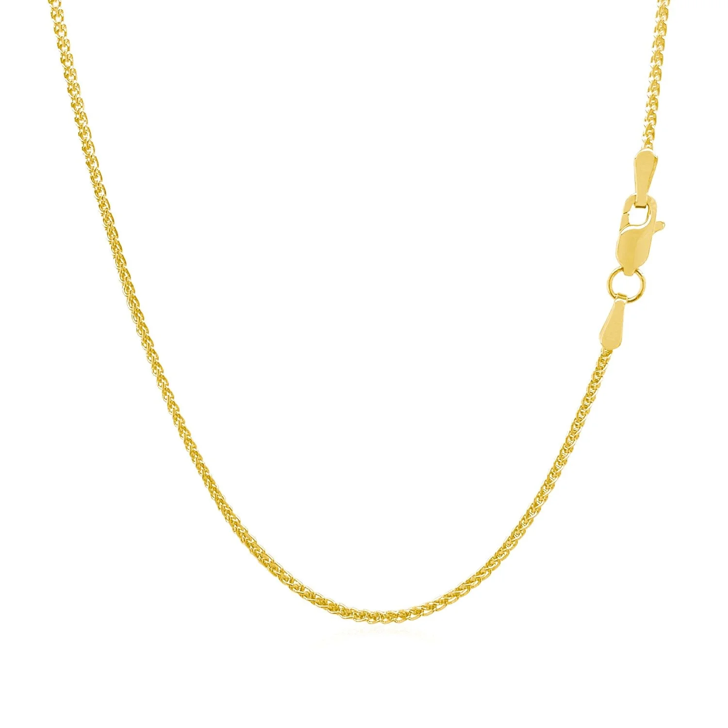 14k Yellow Gold Diamond Cut Round Wheat Chain 1.1mm - Image 10