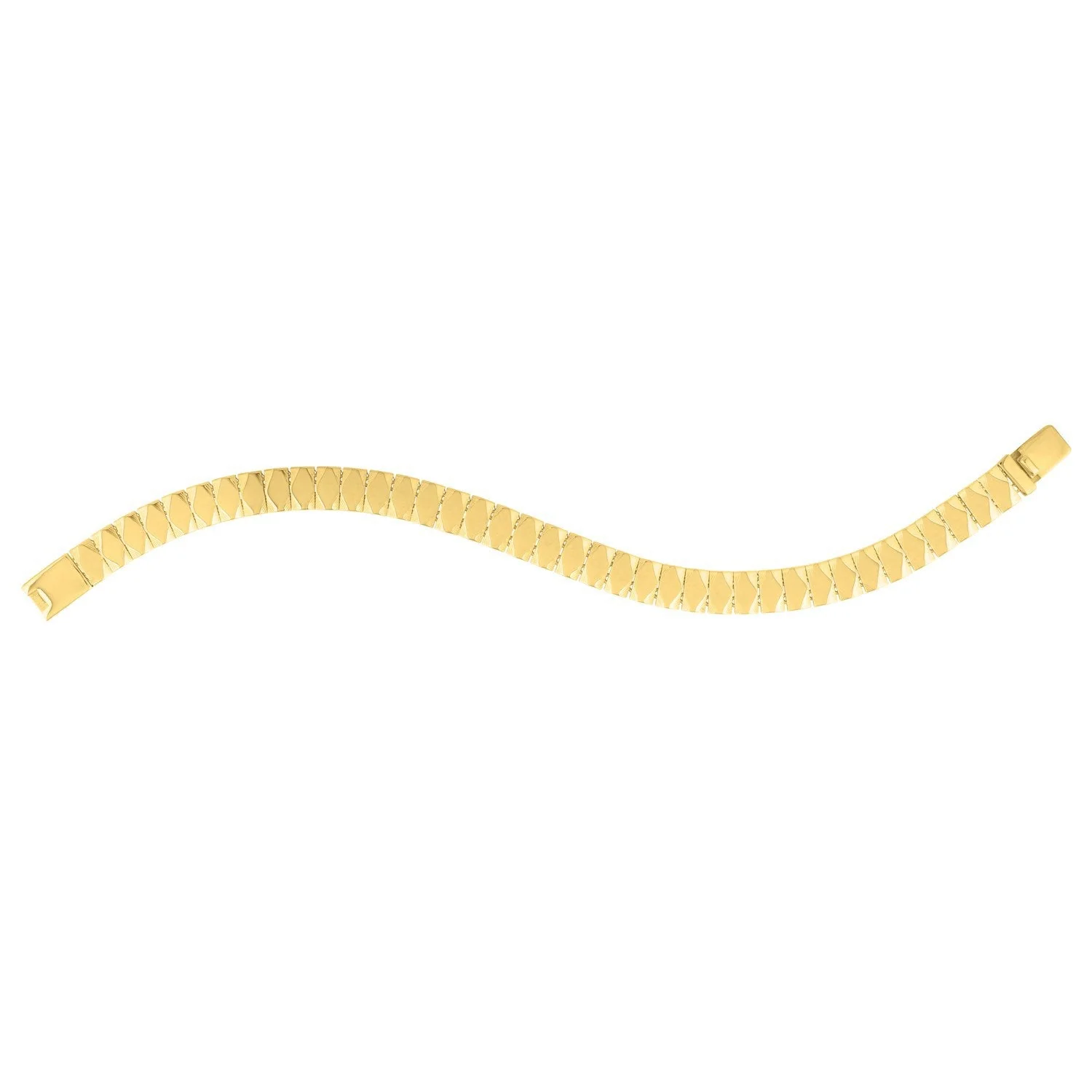 14k Yellow Gold Diamond Shaped Tile Length Bracelet (7.10 mm) - Image 3