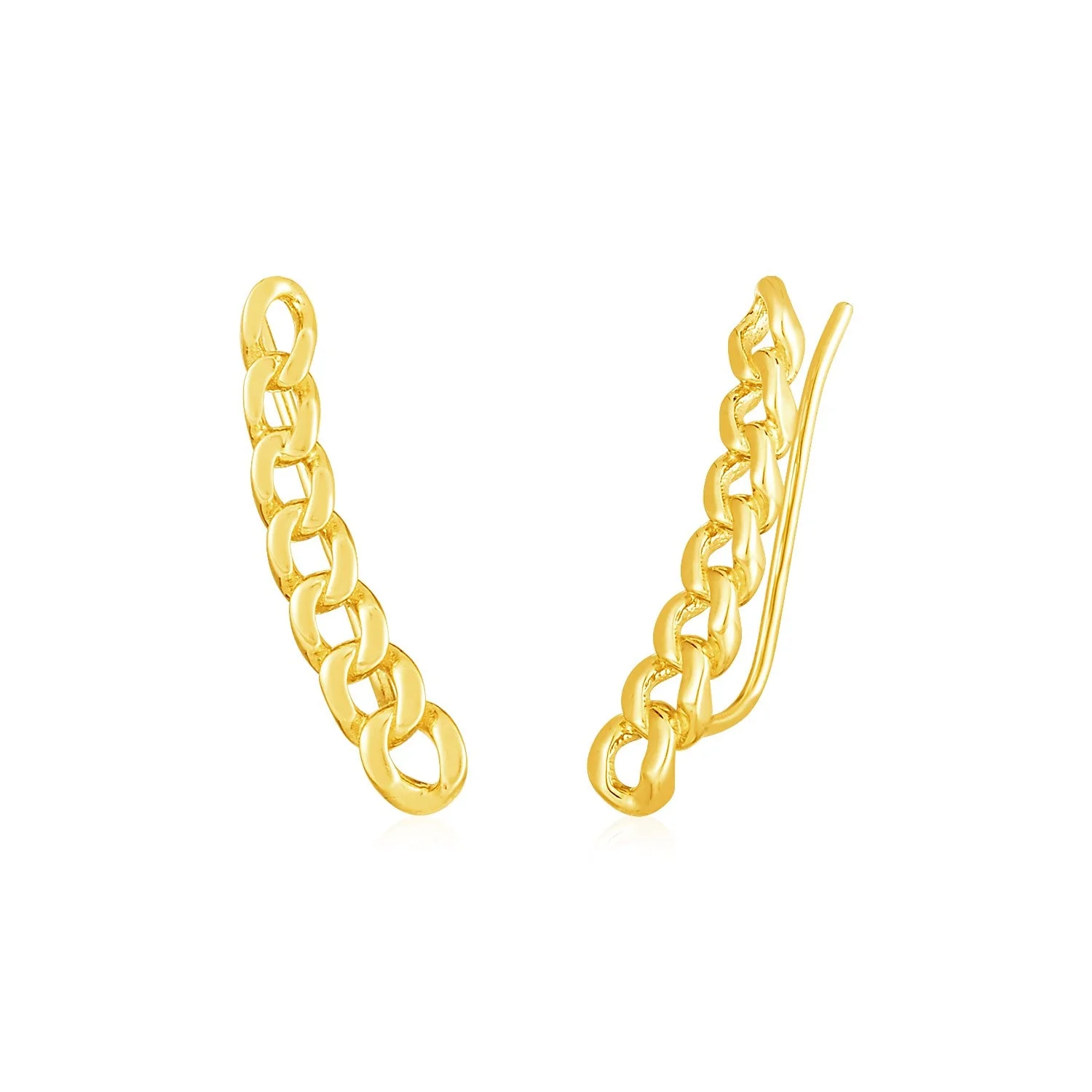 14k Yellow Gold Ear Climber Earring with Chain Links - Image 2