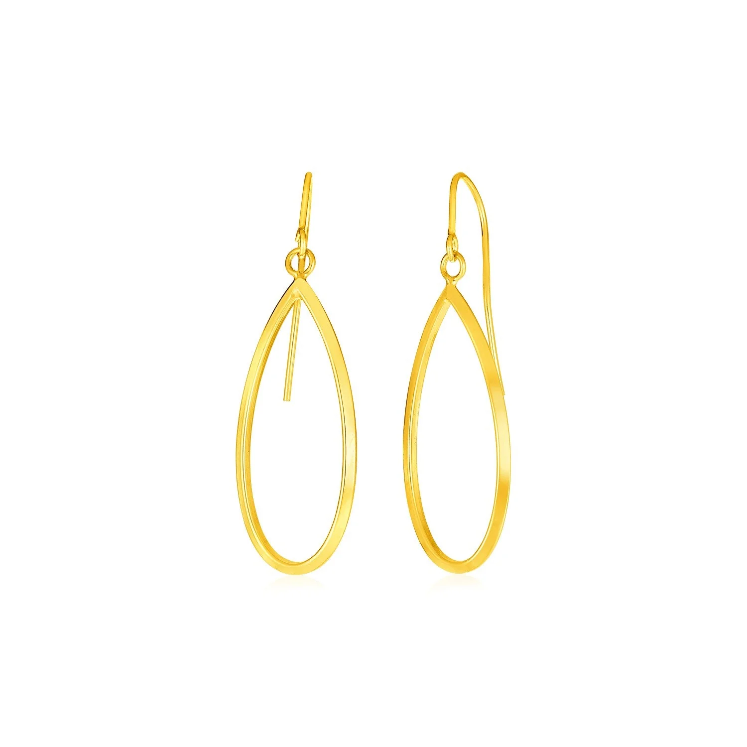 14k Yellow Gold Earrings with Polished Open Teardrop Dangles - Image 2