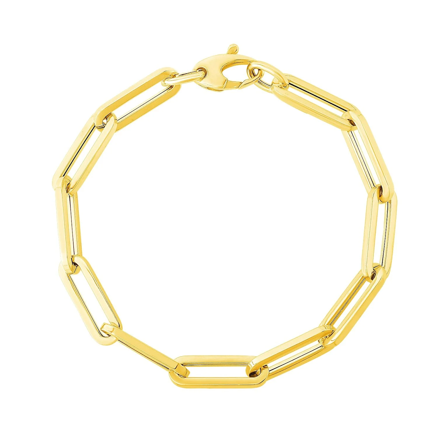 14K Yellow Gold Extra Wide Paperclip Chain Bracelet - Image 5
