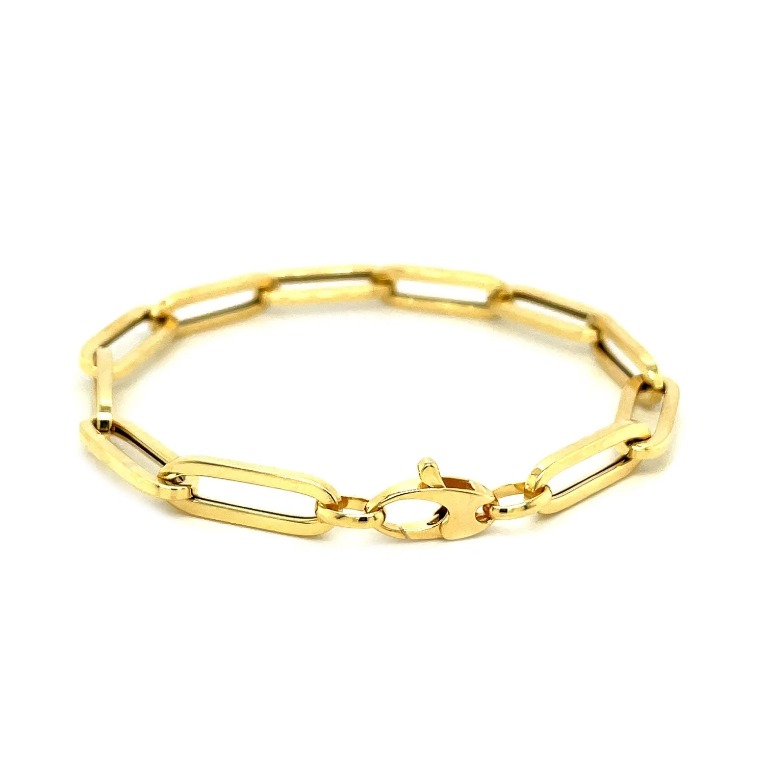 14K Yellow Gold Extra Wide Paperclip Chain Bracelet - Image 7