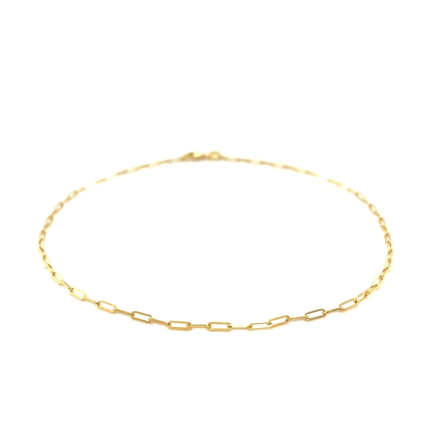 14K Yellow Gold Fine Paperclip Anklet (1.5mm) - Image 2
