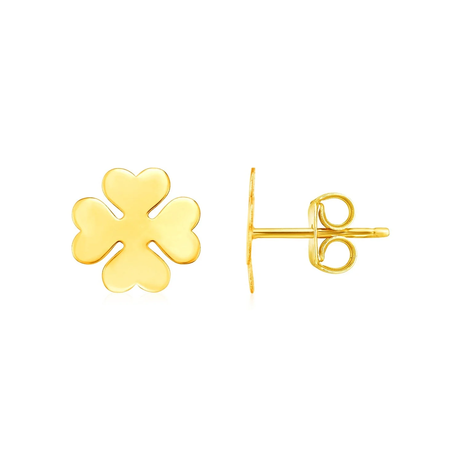 14K Yellow Gold Four Leaf Clover Earrings - Image 2