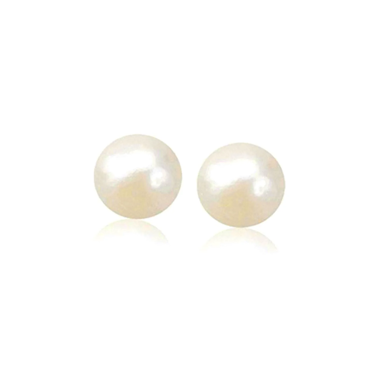 14k Yellow Gold Freshwater Cultured White Pearl Stud Earrings (7.0 mm) - Image 5