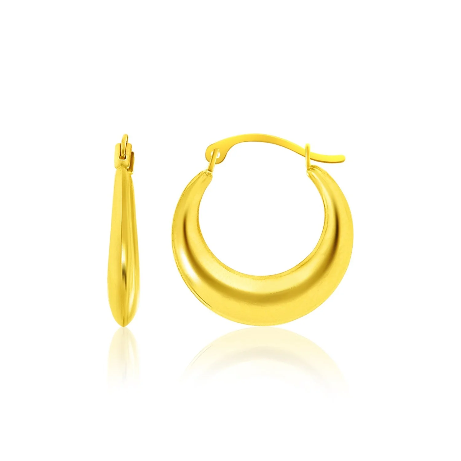 14k Yellow Gold Graduated Round Shape Hoop Earrings - Image 2