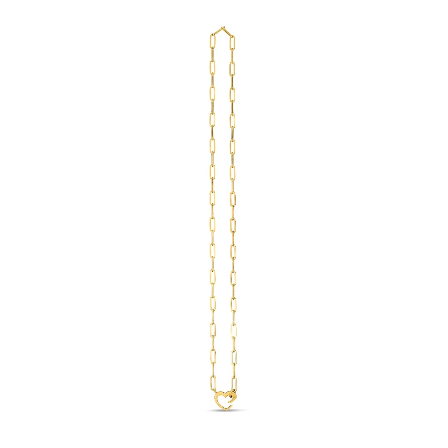 14k Yellow Gold Heart Element Paperclip Necklace - Image 4