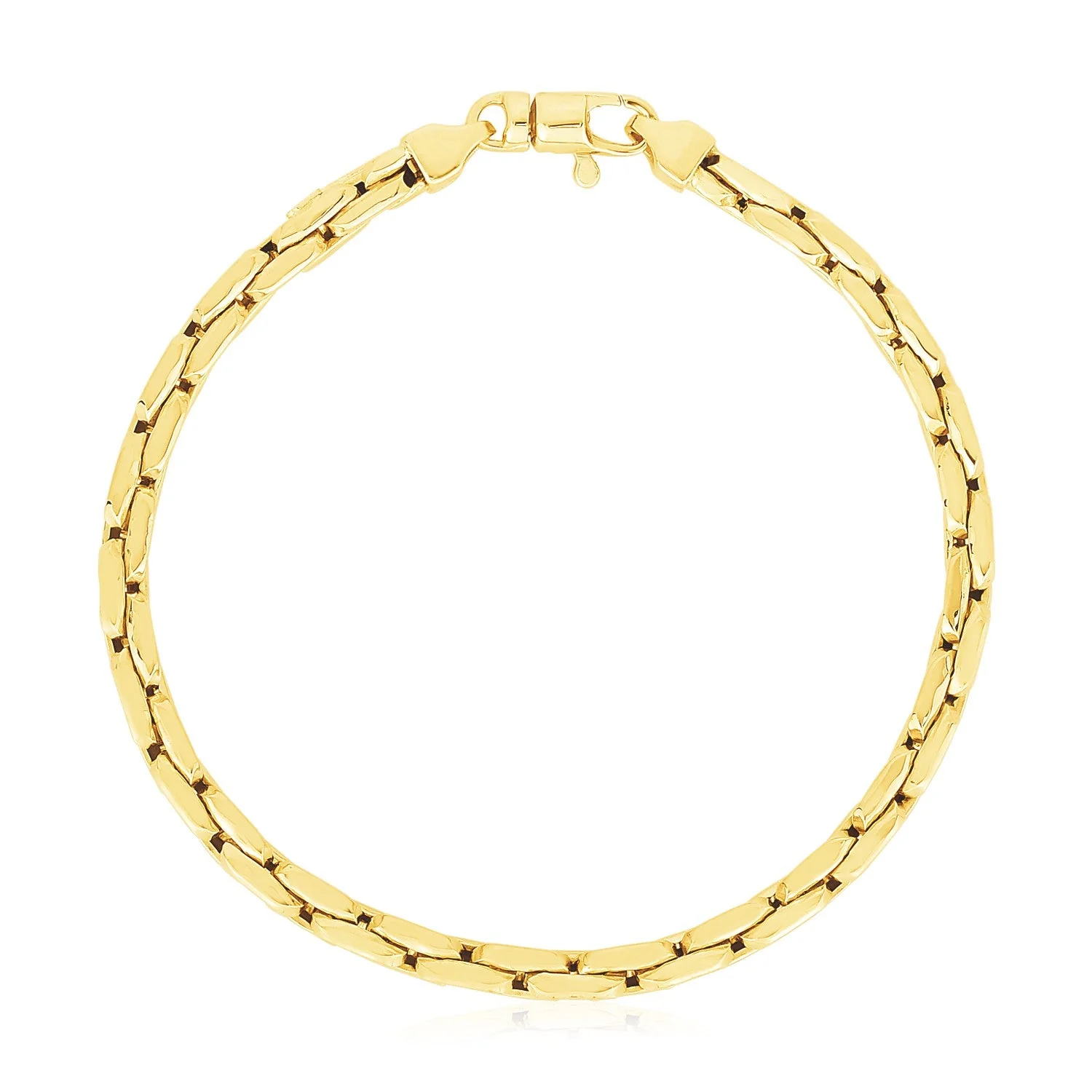 14k Yellow Gold High Polish Compressed Cable Link Bracelet - Image 5