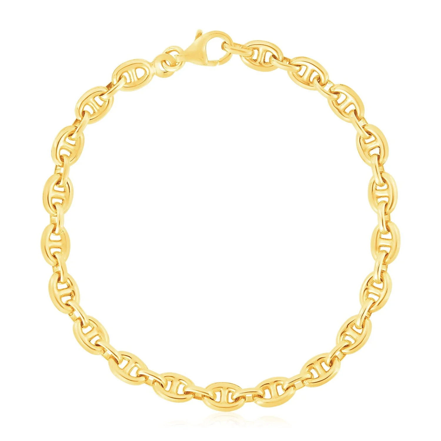 14k Yellow Gold High Polish Mariner Link Bracelet (5.4mm) - Image 5