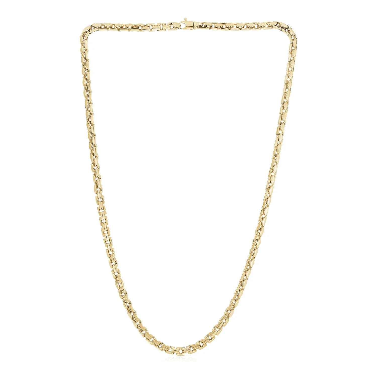 14k Yellow Gold High Polish Mens Fancy Box Necklace (5.0mm) - Image 4