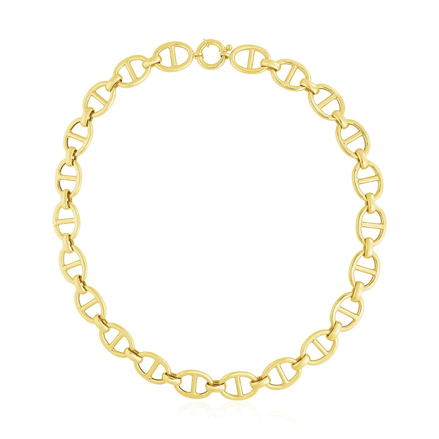 14k Yellow Gold High Polish Oval Mariner Link Necklace (13.8mm) - Image 3