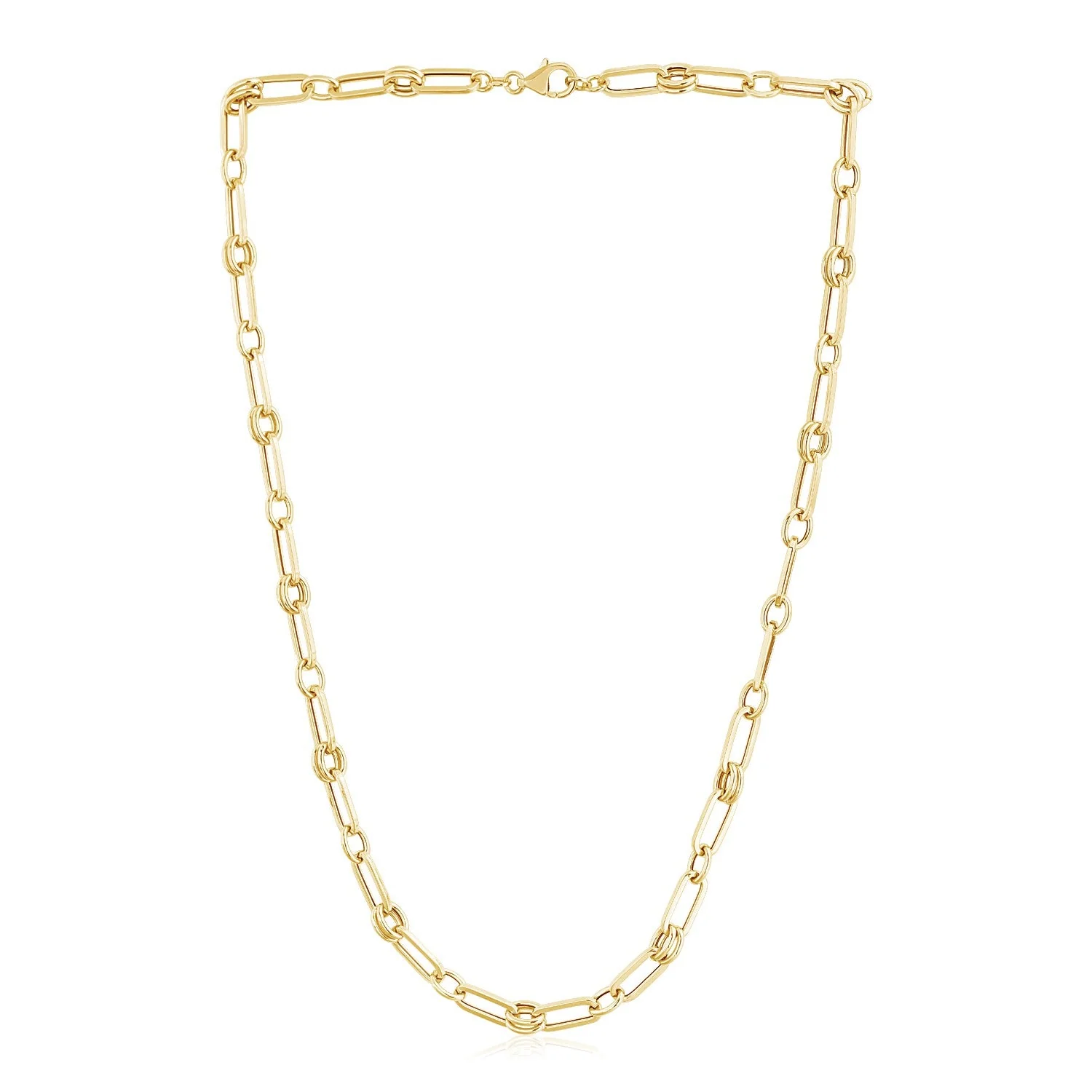 14k Yellow Gold High Polish Paperclip Rondel Link Chain - Image 6