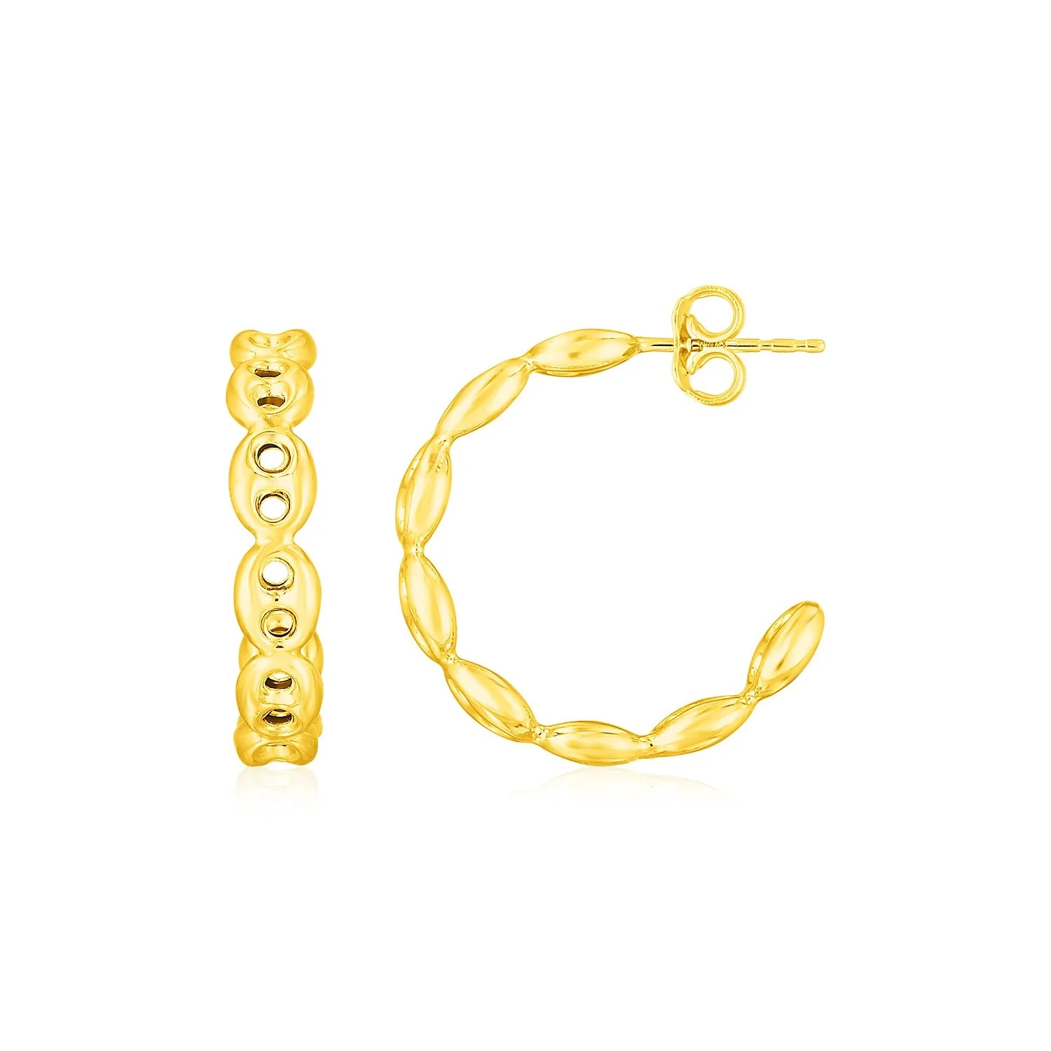 14K Yellow Gold Hoop Mariner Chain Earrings - Image 2