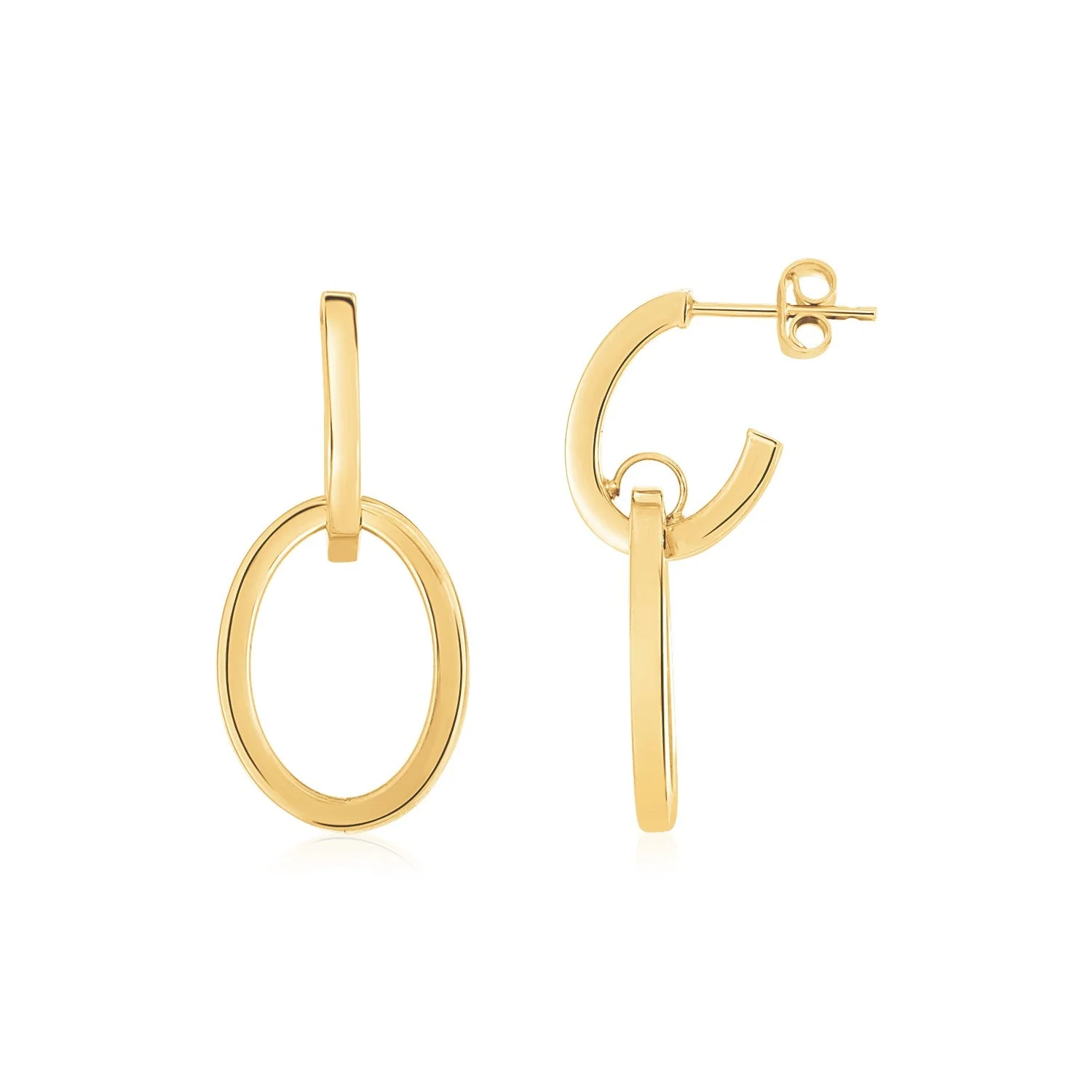 14K Yellow Gold Interlocking Drop Hoop Earrings - Image 3