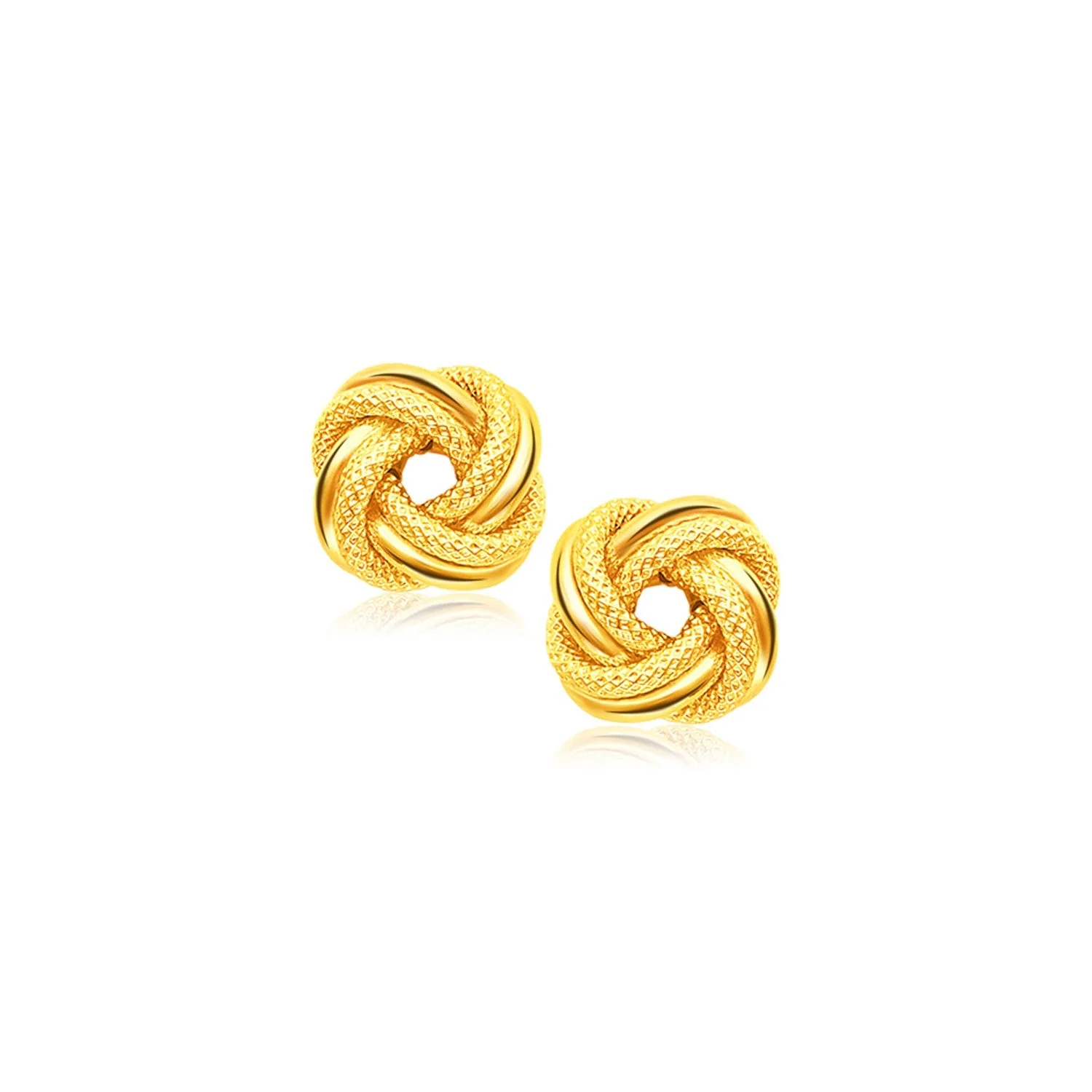 14k Yellow Gold Intertwined Love Knot Stud Earrings - Image 3