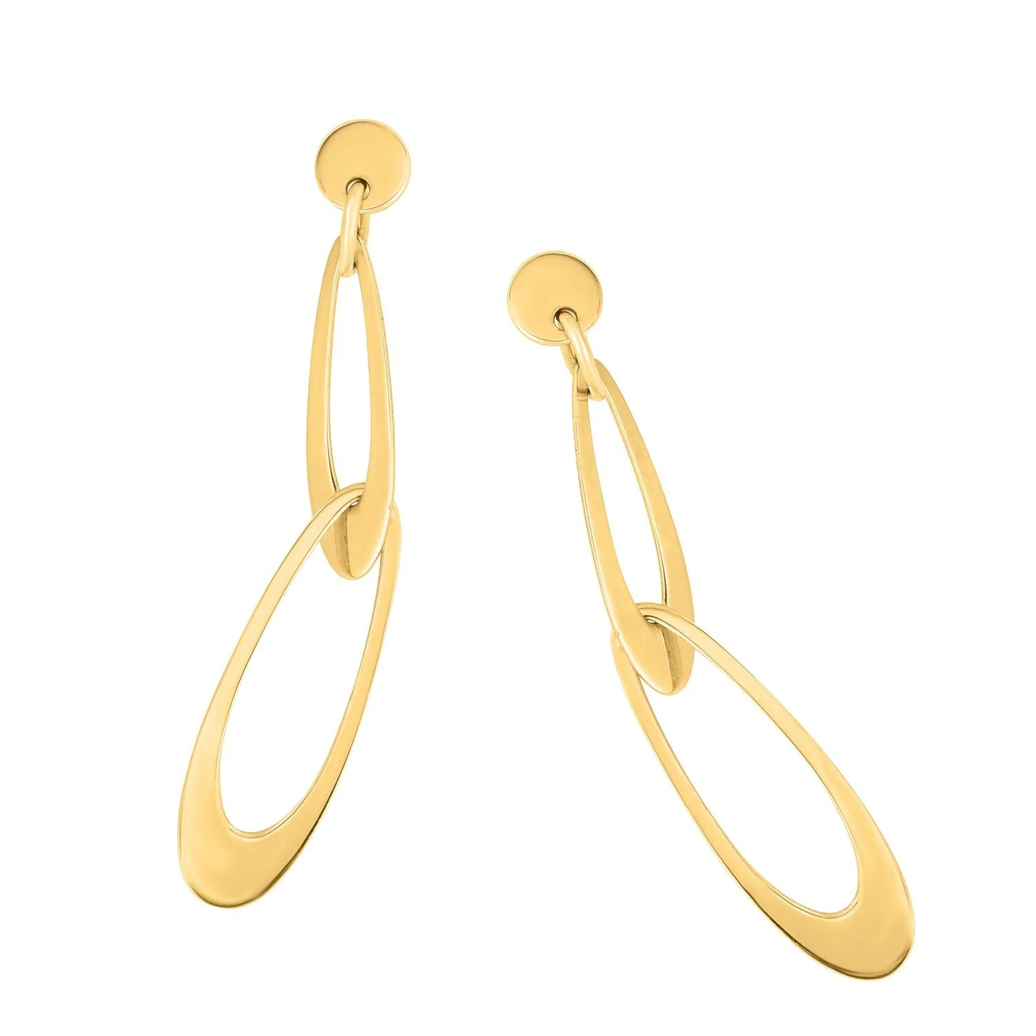 14k Yellow Gold Italian Oval Link Earrings - Image 2