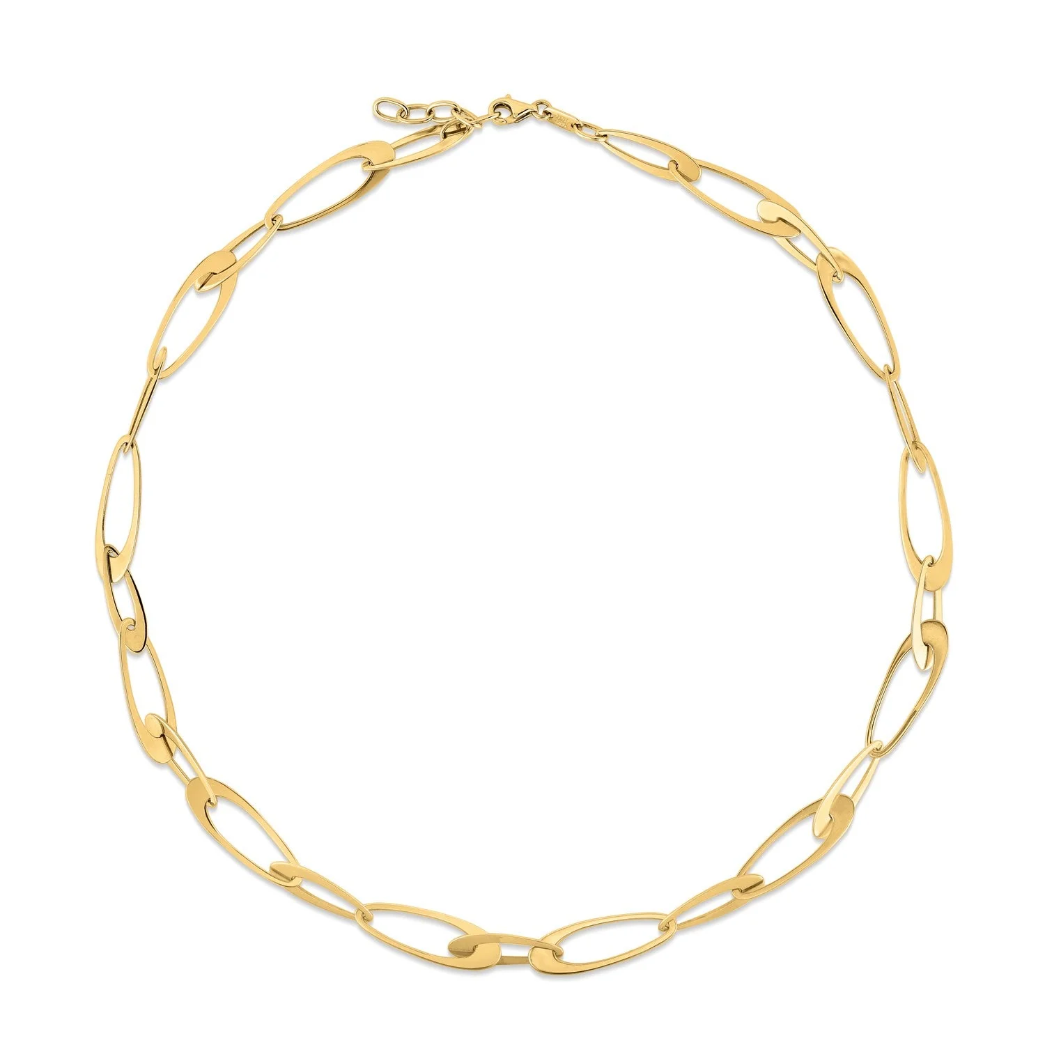 14K Yellow Gold Italian Oval Links Necklace - Image 3