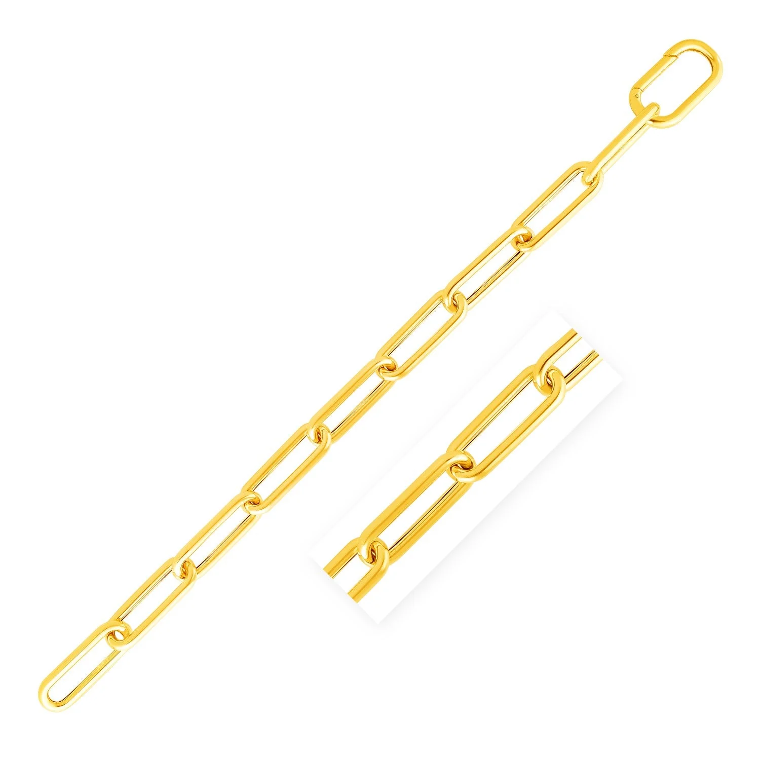 14k Yellow Gold Lite Round Wire Paperclip Bracelet (8.5mm) - Image 3