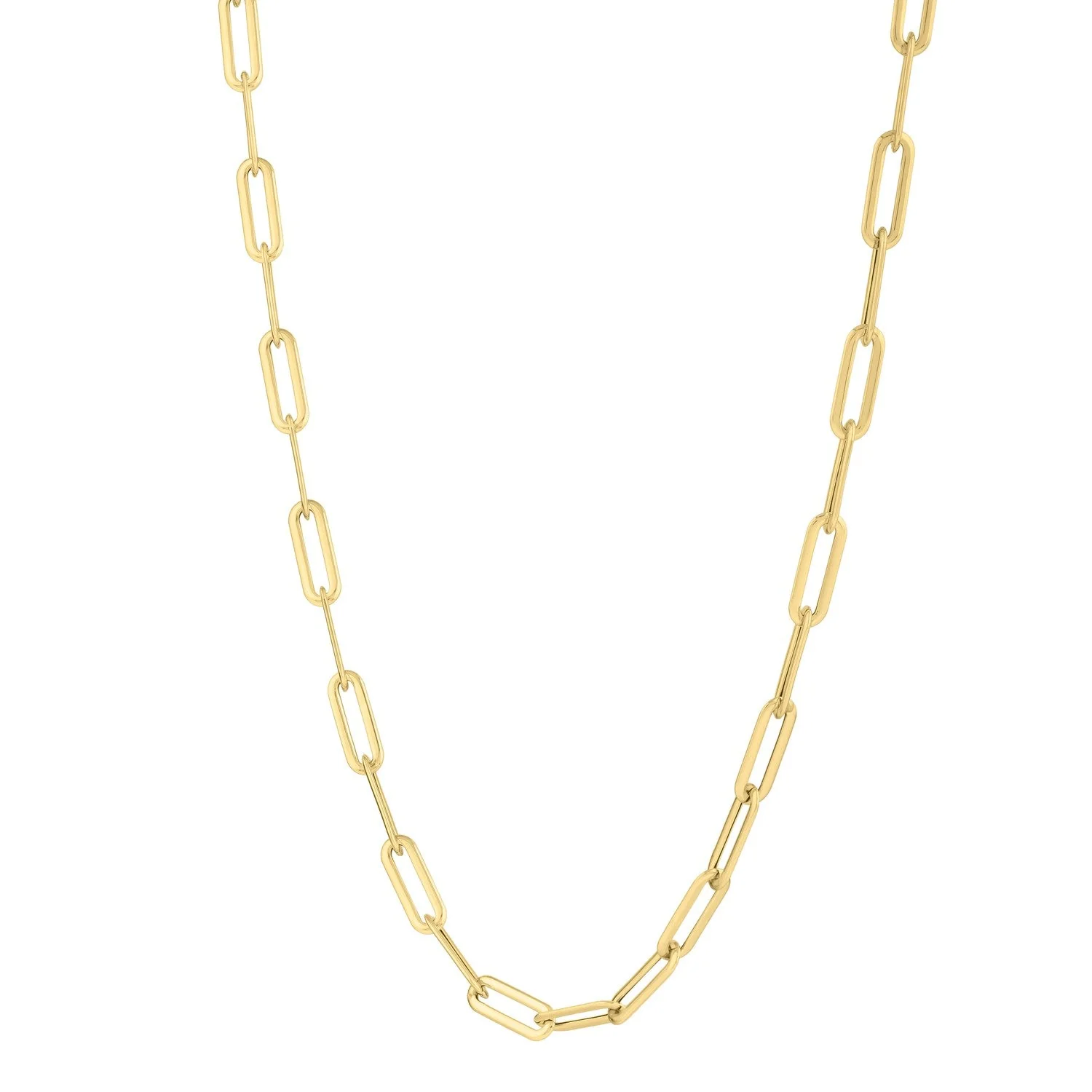 14k Yellow Gold Long Domed Paperclip Chain Necklace (4.80 mm) - Image 3
