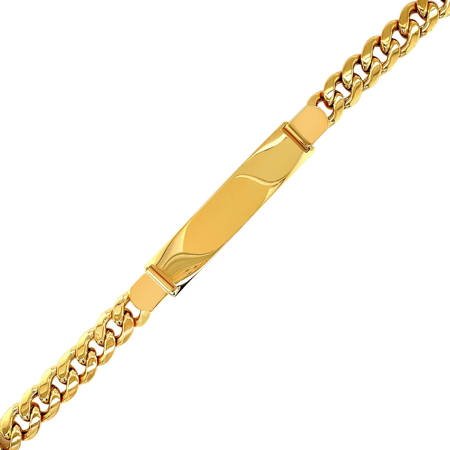 14k Yellow Gold Men's ID Cuban Chain Bracelet - Image 6