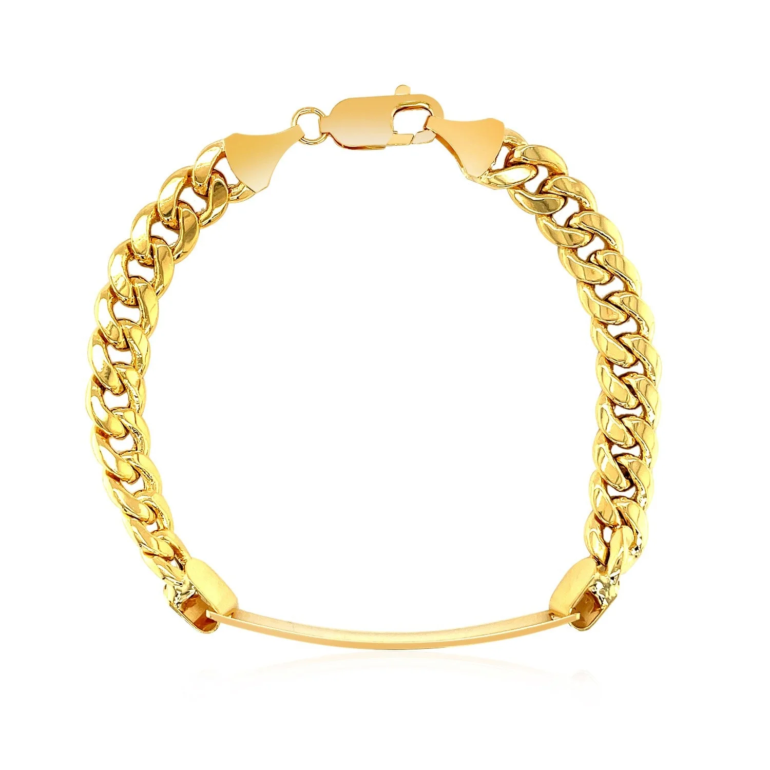 14k Yellow Gold Men's ID Cuban Chain Bracelet - Image 7