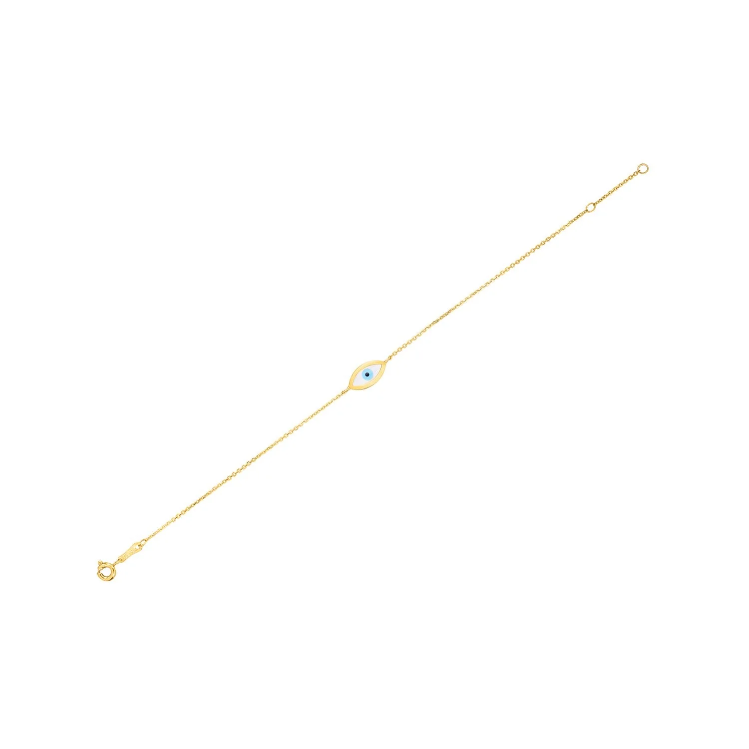 14k Yellow Gold MOP Evil Eye Bracelet (1.00 mm) - Image 3