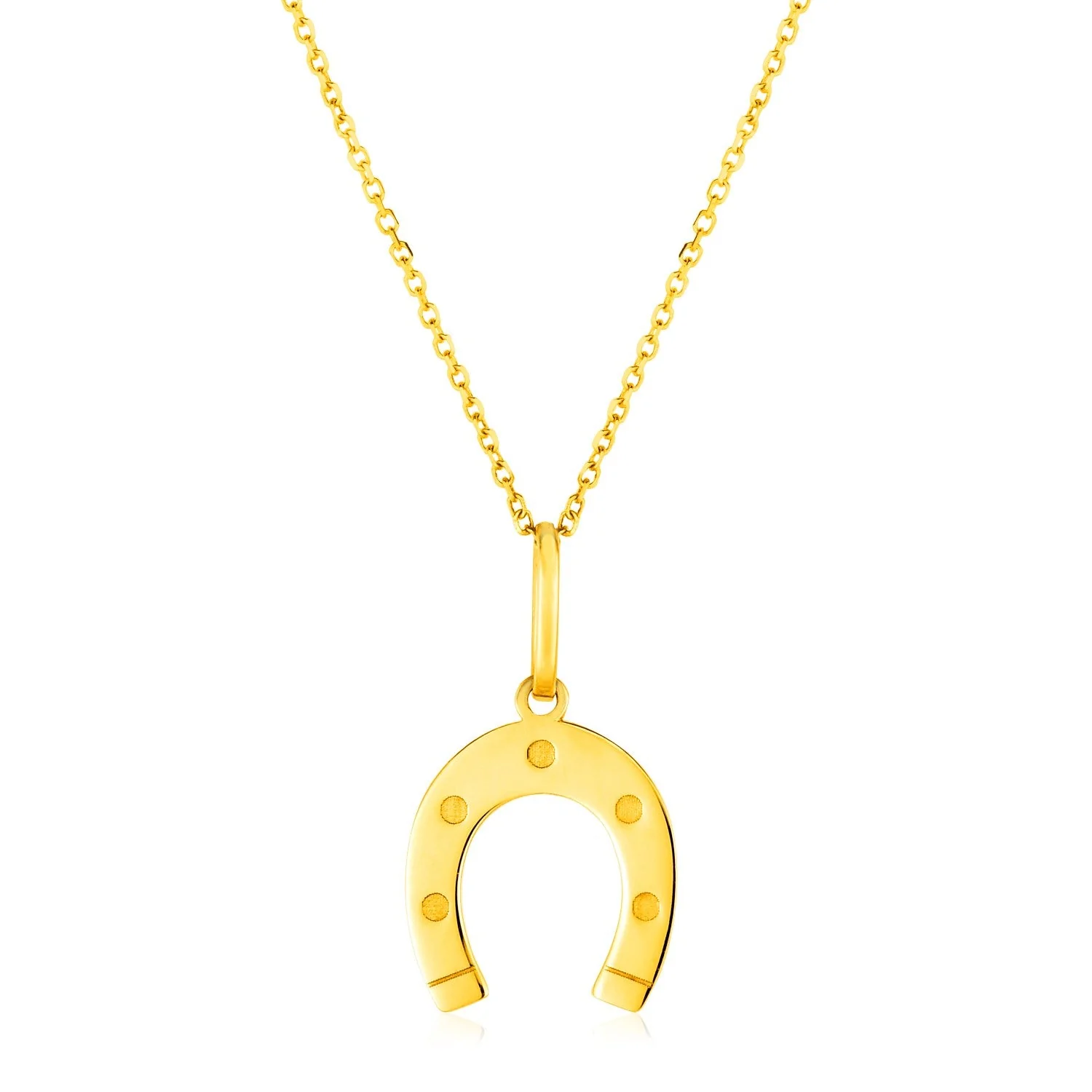 14K Yellow Gold Necklace with Horseshoe - Image 4