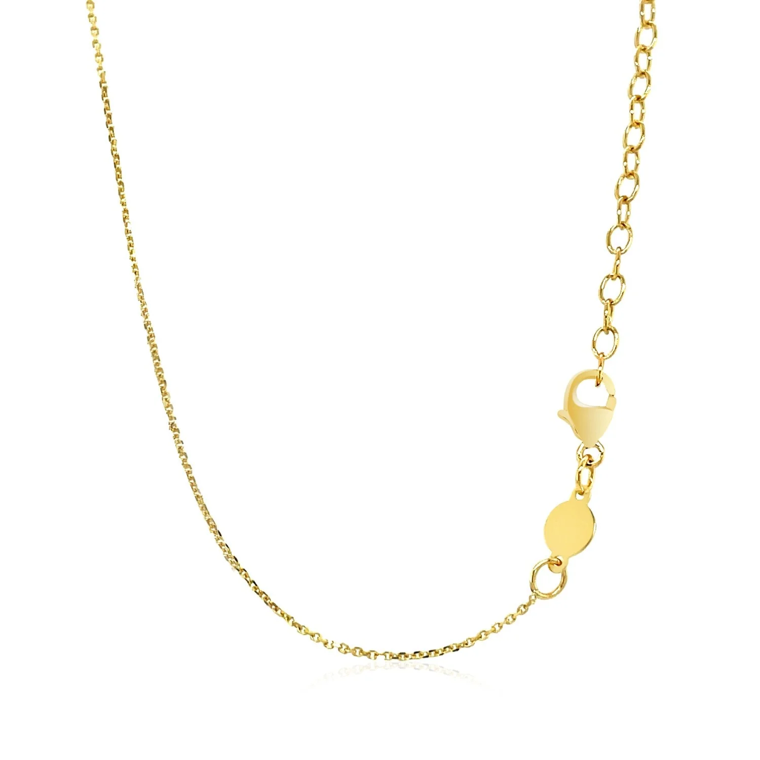 14k Yellow Gold Necklace with Polished Curved Bar Pendant - Image 9