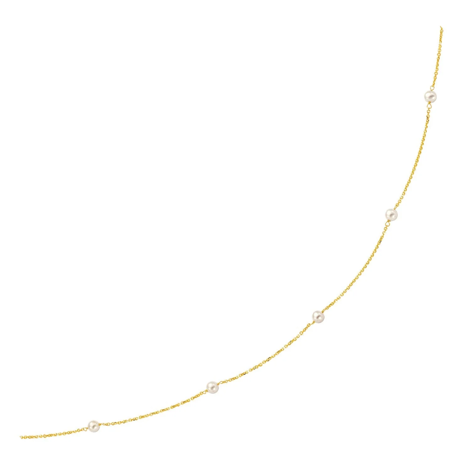 14k Yellow Gold Necklace with White Pearls - Image 3
