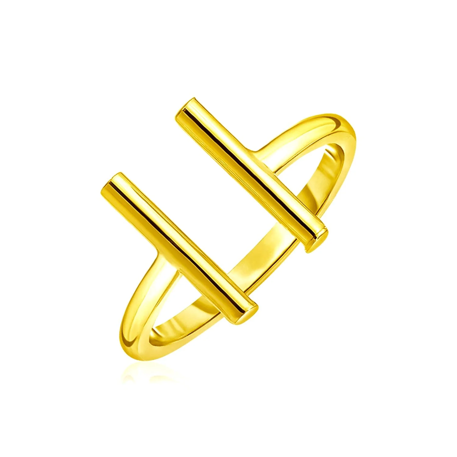 14k Yellow Gold Open Ring with Bars - Image 5