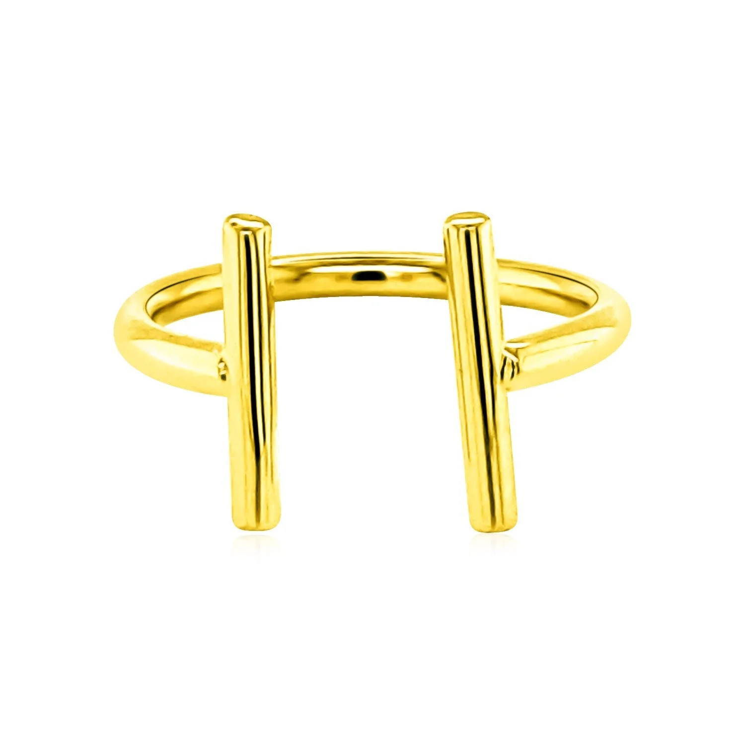 14k Yellow Gold Open Ring with Bars - Image 8