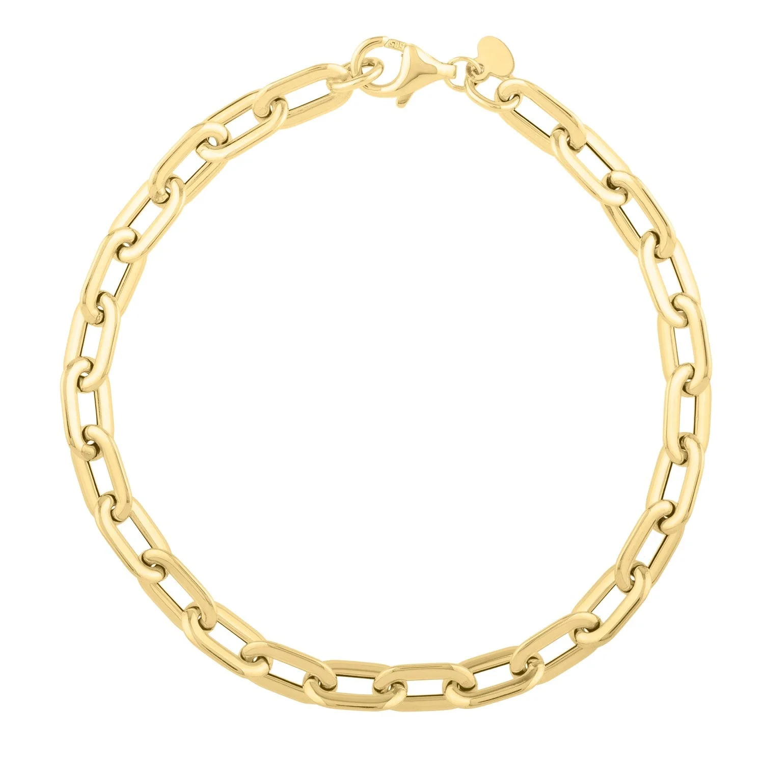 14k Yellow Gold Oval Domed Paperclip Chain Bracelet (5.30 mm) - Image 4