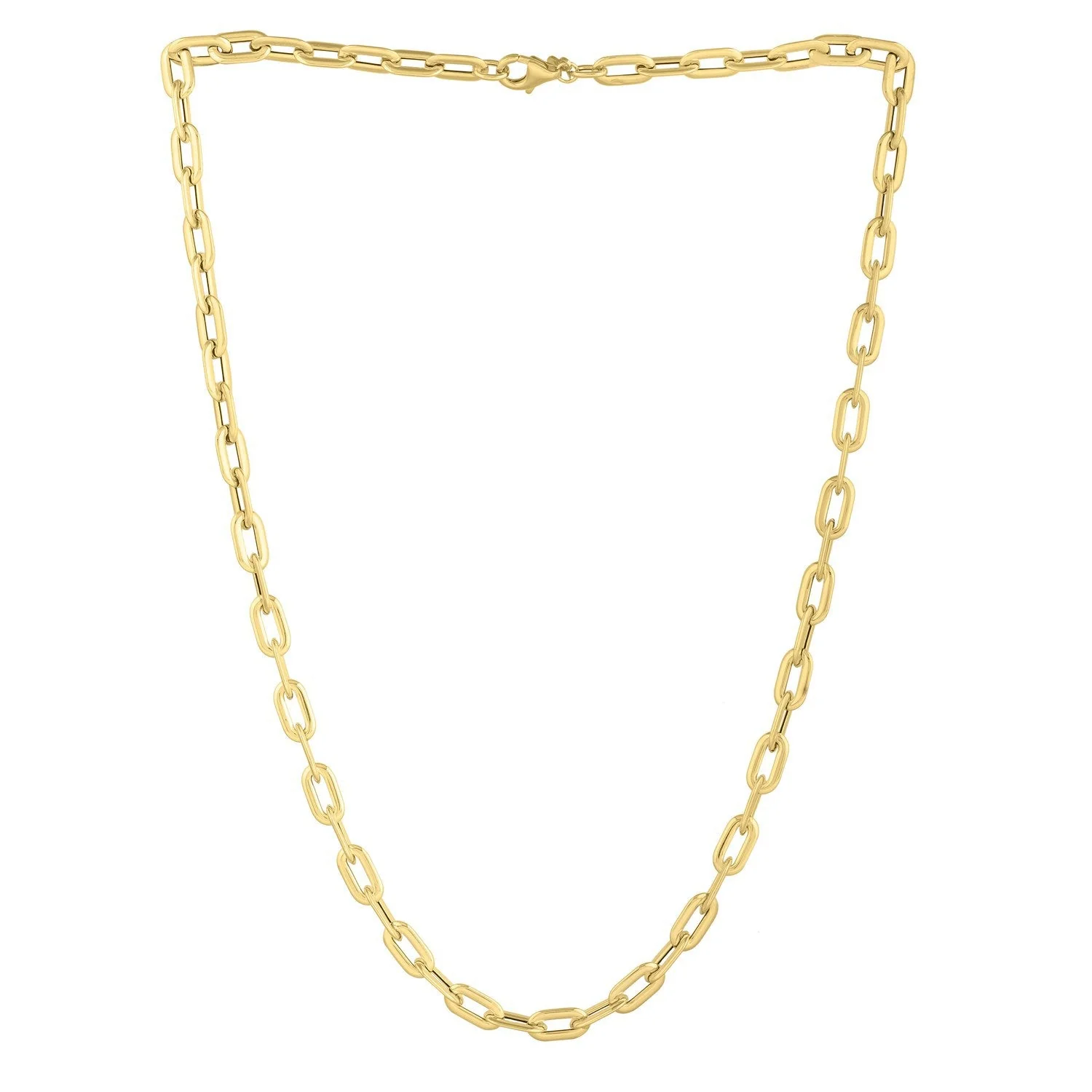14k Yellow Gold Oval Domed Paperclip Chain Necklace (5.30 mm) - Image 2