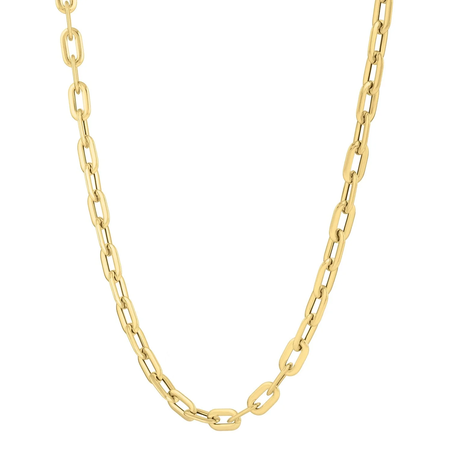 14k Yellow Gold Oval Domed Paperclip Chain Necklace (5.30 mm) - Image 3