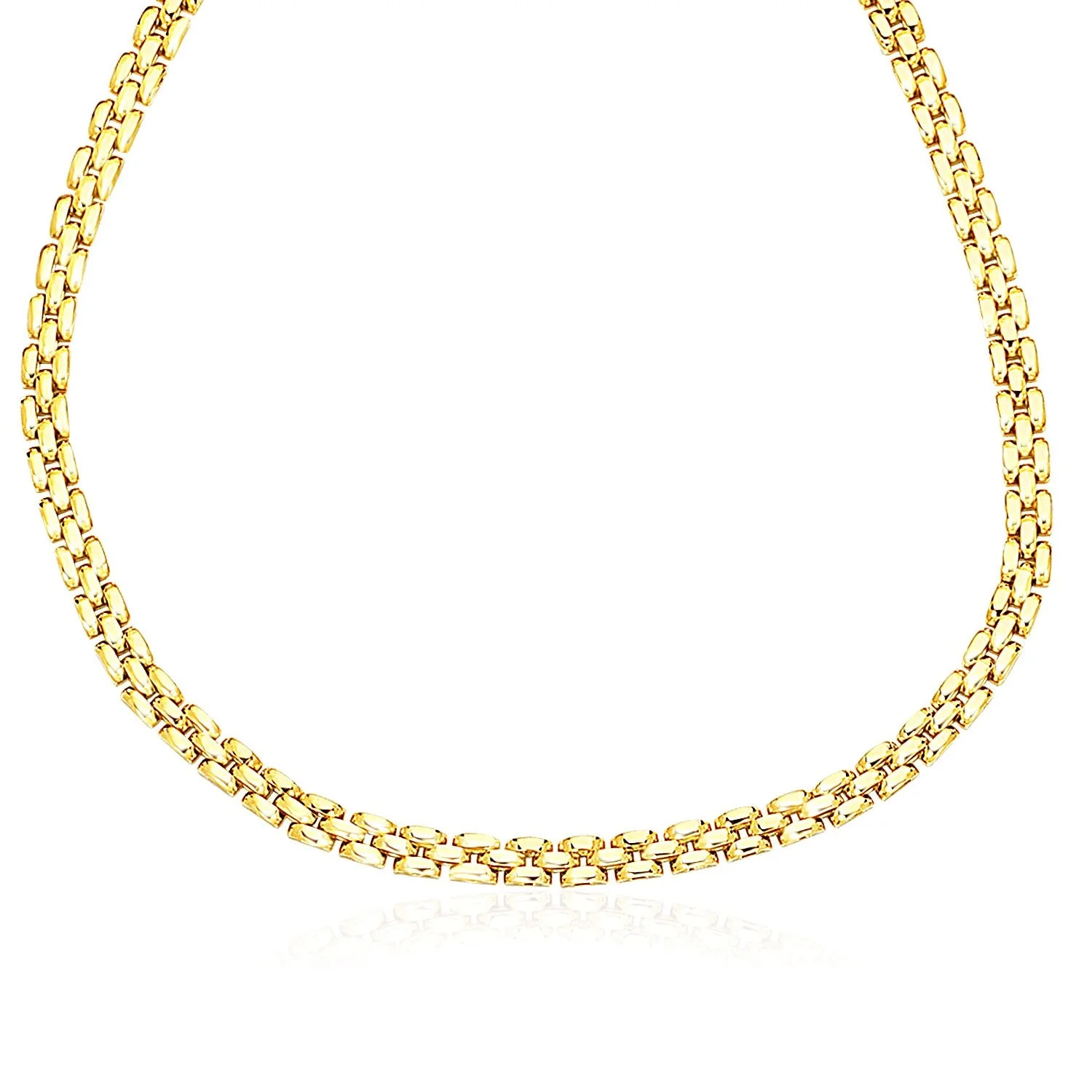14k Yellow Gold Panther Chain Link Shiny Necklace - Image 4
