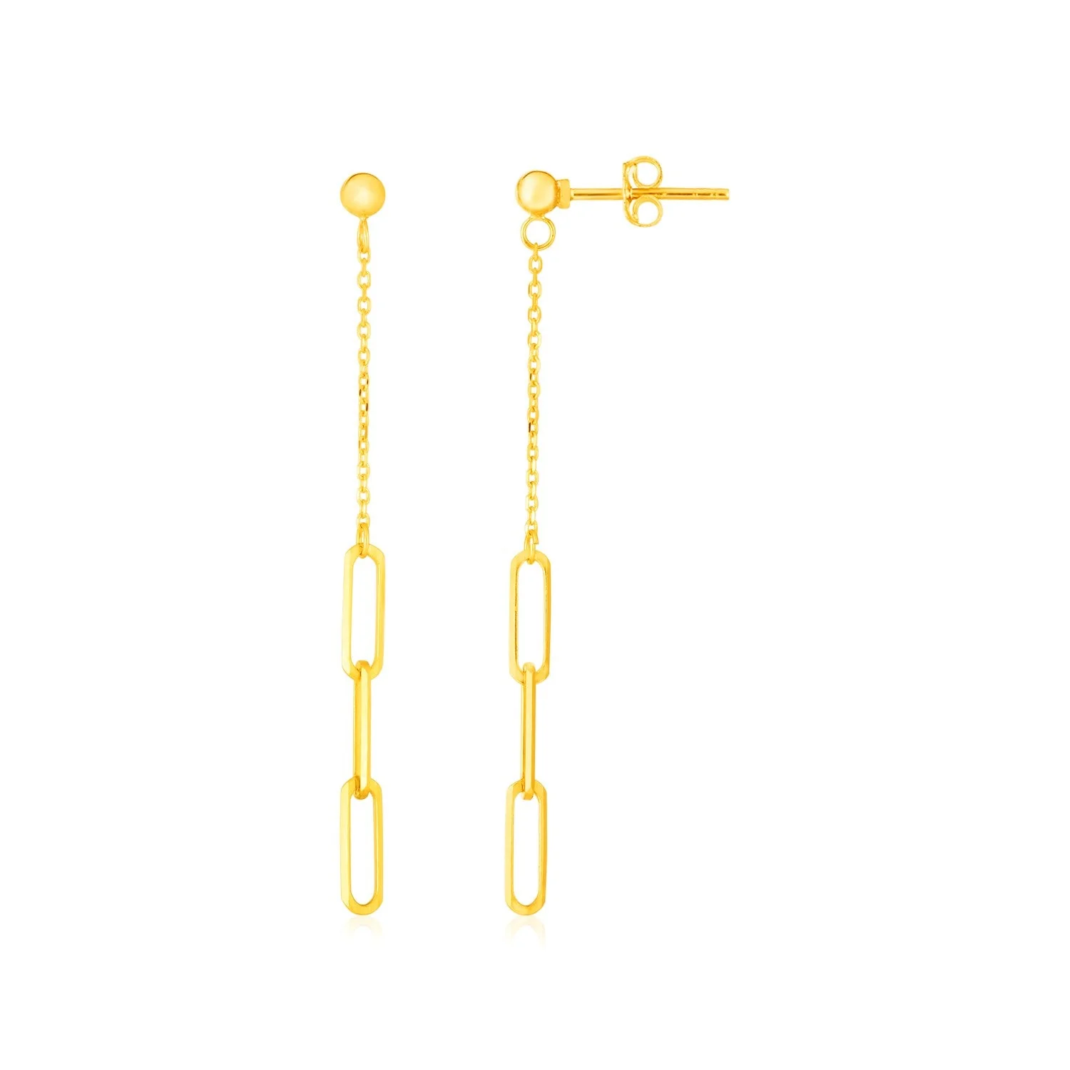 14K Yellow Gold Paperclip Chain and Fine Link Earrings - Image 2