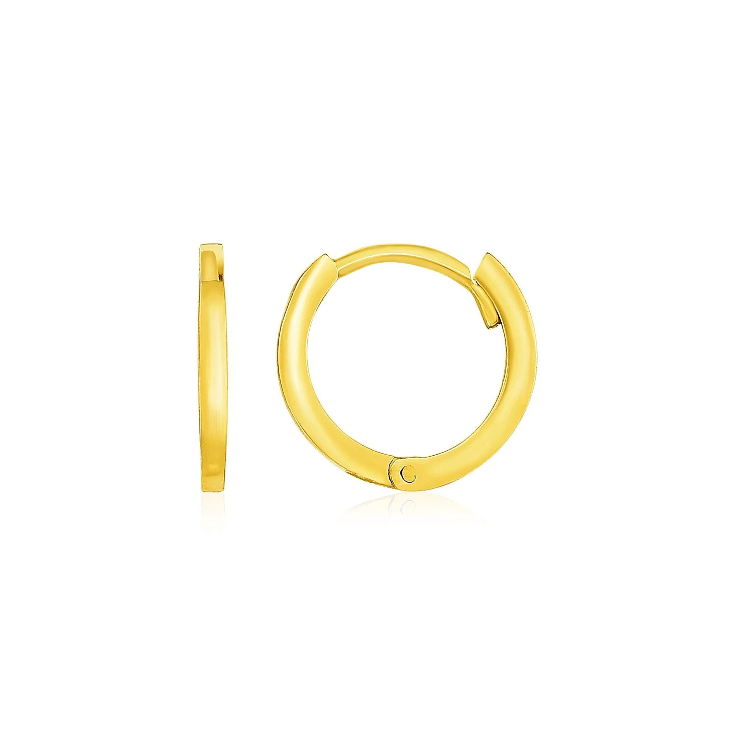 14k Yellow Gold Petite Polished Round Hoop Earrings - Image 2