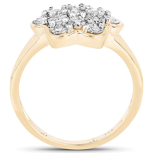 14K Yellow Gold Plated 0.07 Carat Genuine White Diamond .925 Sterling Silver Ring - Image 5