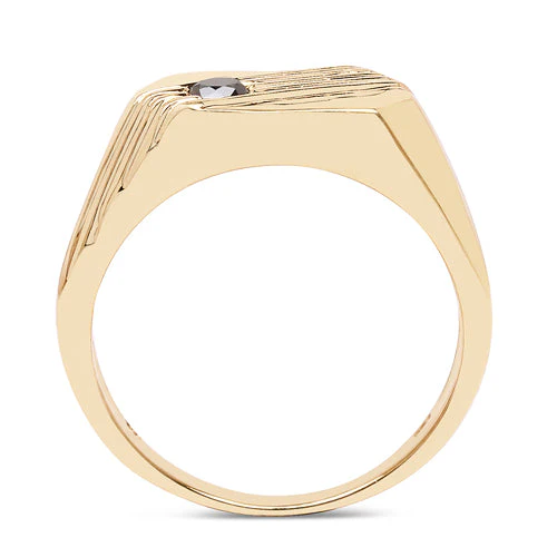 14K Yellow Gold Plated 0.12 Carat Genuine Black Diamond .925 Sterling Silver Ring - Image 6