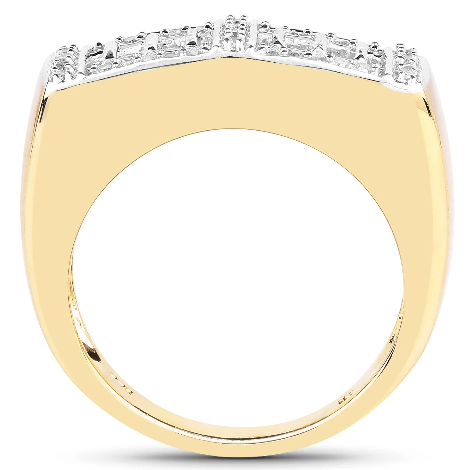 14K Yellow Gold Plated 0.19 Carat Genuine White Diamond .925 Sterling Silver Ring - Image 2