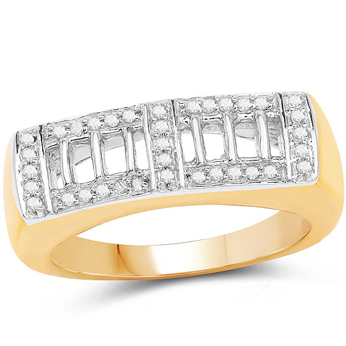 14K Yellow Gold Plated 0.19 Carat Genuine White Diamond .925 Sterling Silver Ring - Image 4