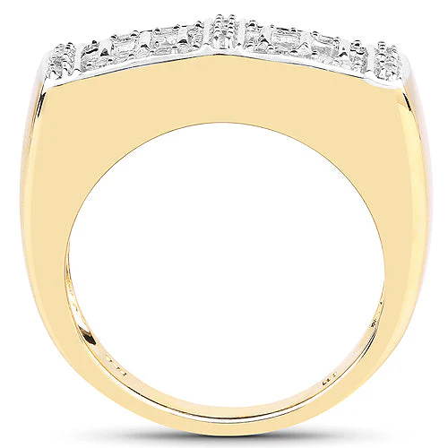 14K Yellow Gold Plated 0.19 Carat Genuine White Diamond .925 Sterling Silver Ring - Image 5