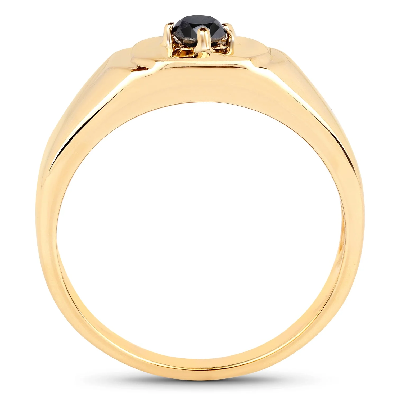 14K Yellow Gold Plated 0.20 Carat Genuine Black Diamond .925 Sterling Silver Ring - Image 2