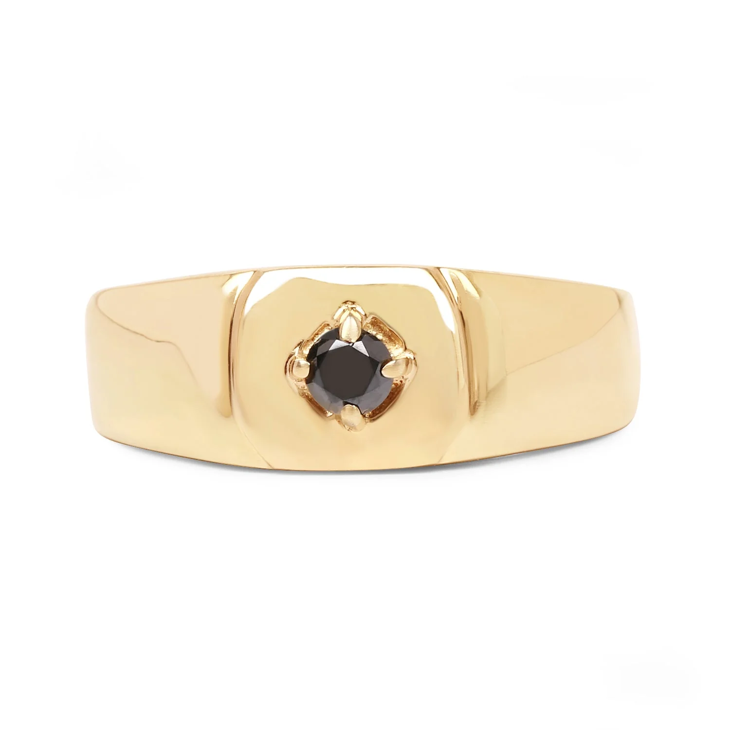 14K Yellow Gold Plated 0.20 Carat Genuine Black Diamond .925 Sterling Silver Ring - Image 4