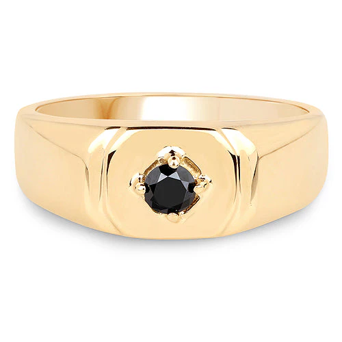 14K Yellow Gold Plated 0.20 Carat Genuine Black Diamond .925 Sterling Silver Ring - Image 7