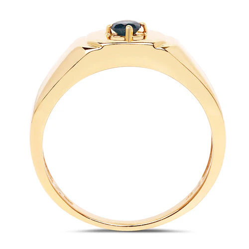 14K Yellow Gold Plated 0.20 Carat Genuine Blue Diamond .925 Sterling Silver Ring - Image 6