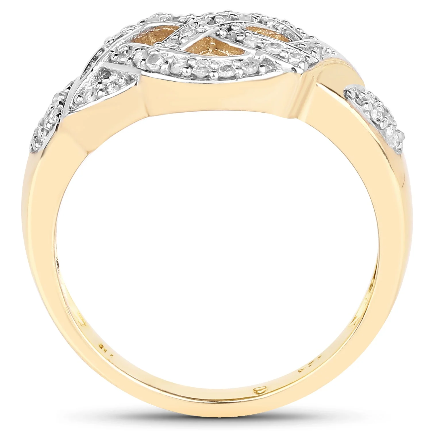 14K Yellow Gold Plated 0.21 Carat Genuine White Diamond .925 Sterling Silver Ring - Image 2