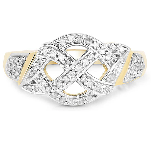 14K Yellow Gold Plated 0.21 Carat Genuine White Diamond .925 Sterling Silver Ring - Image 6
