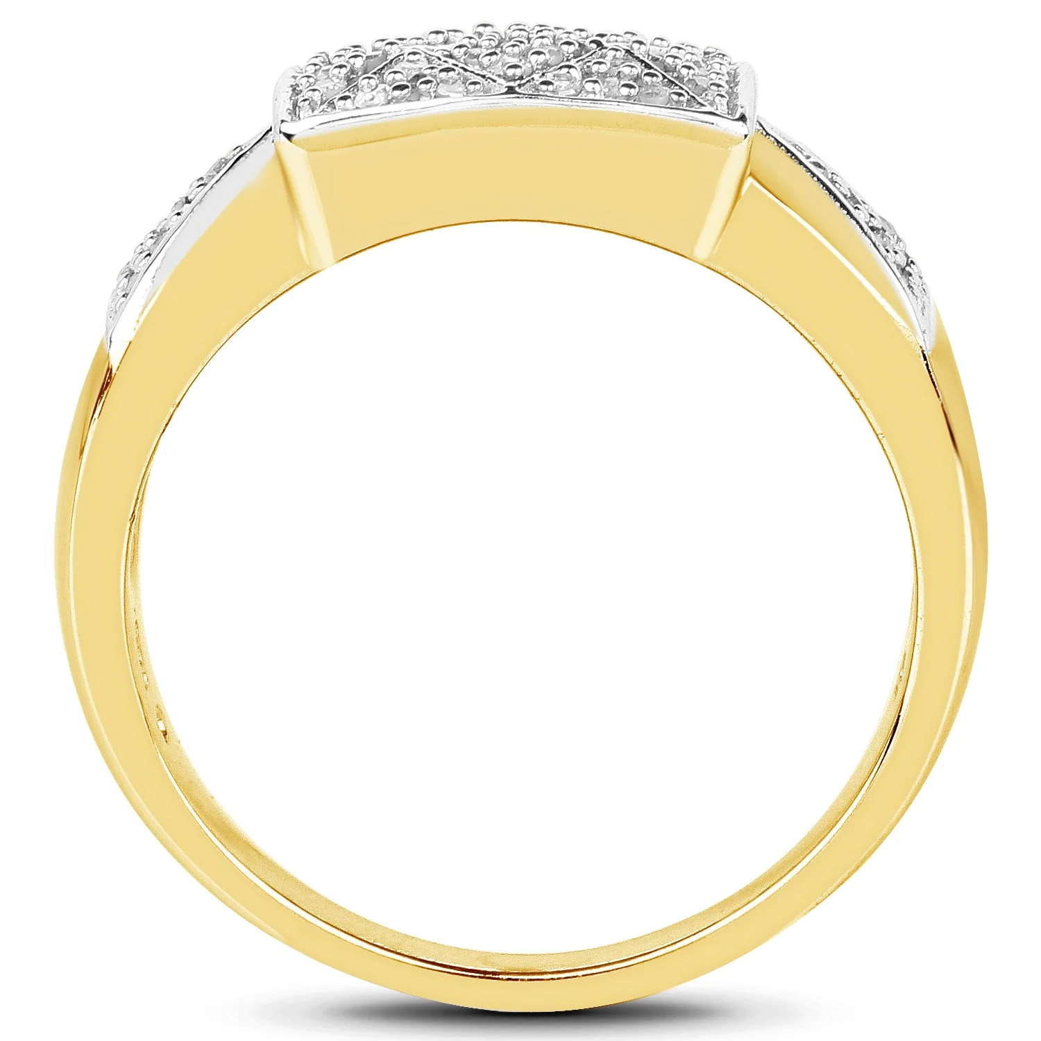 14K Yellow Gold Plated 0.21 Carat Genuine White Diamond .925 Sterling Silver Ring - Image 2