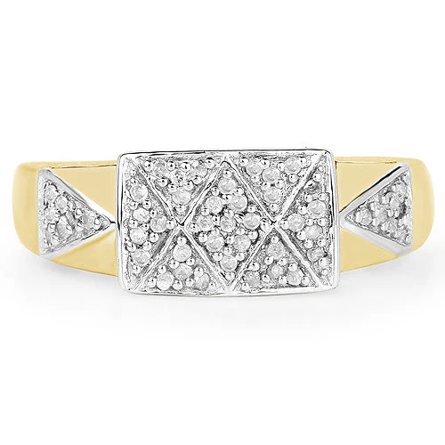 14K Yellow Gold Plated 0.21 Carat Genuine White Diamond .925 Sterling Silver Ring - Image 6